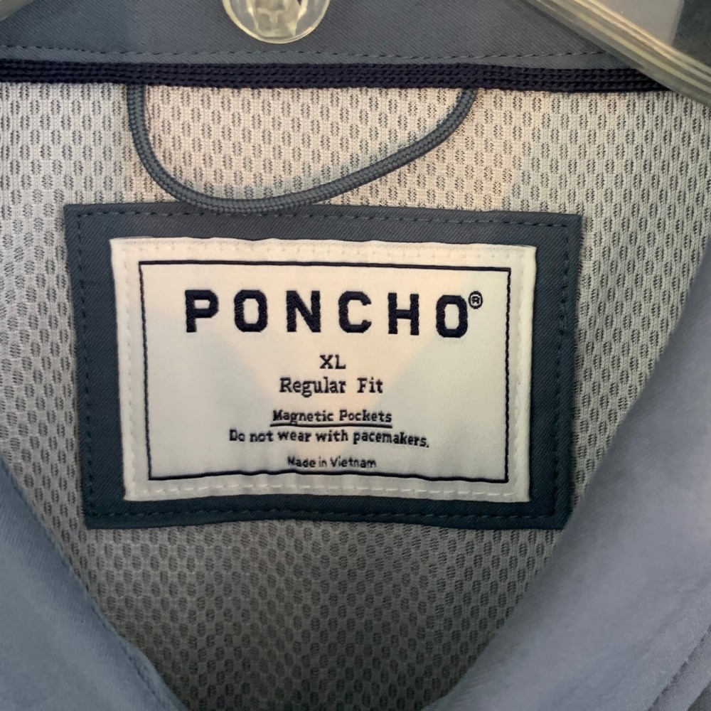 Poncho Shirt Mens XL Blue Grey NEW Fishing Magnetic Pockets Short Sleeve Vented - Picture 5 of 8